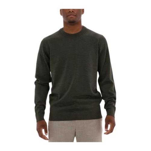 Merino Coolmax Gebreide Crew Sweater Selected Homme , Green , Heren