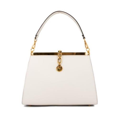 Leren Vela Tas met Metalen Sluiting Etro , White , Dames