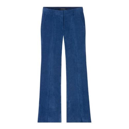 Ribfluwelen Bootcut Broek, Diepblauw Luisa Cerano , Blue , Dames