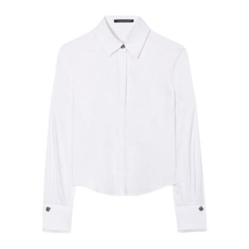 Witte Katoenmix Shirt met Slanke Silhouet Luisa Cerano , White , Dames