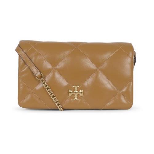 Bruine Diamant Quilt Kettingportemonnee Tory Burch , Brown , Dames