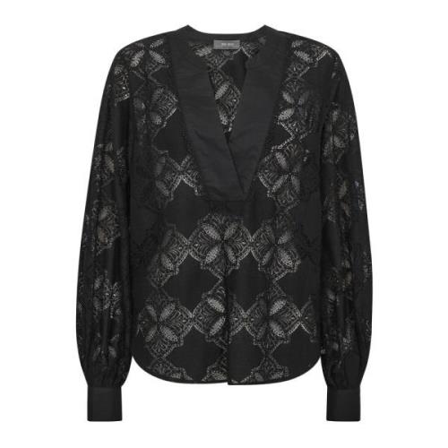 Elegante Kant Blouse Zwart MOS Mosh , Black , Dames