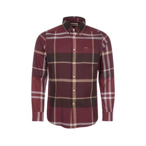 Casual Bordeaux Geruit Overhemd Barbour , Red , Heren