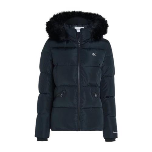 Waterdichte Polyester Puffer Jas Calvin Klein , Black , Dames