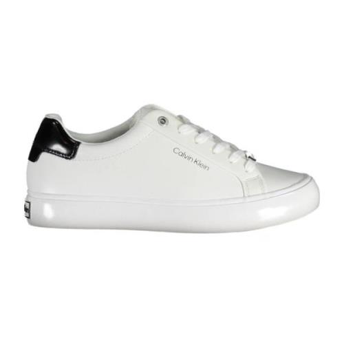 Witte Nylon Sneaker met Gedurfd Print Calvin Klein , White , Dames