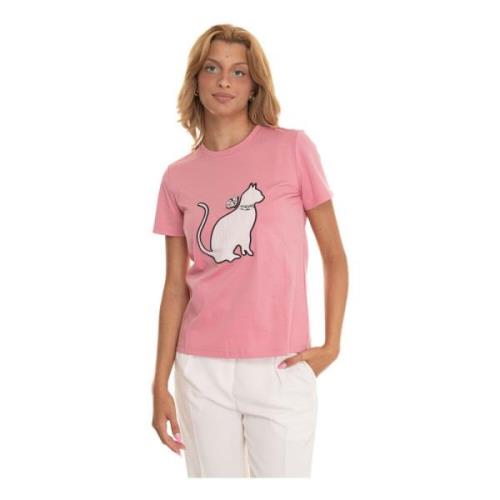 Casual Katoenen T-shirt voor Vrouwen Max Mara Studio , Pink , Dames