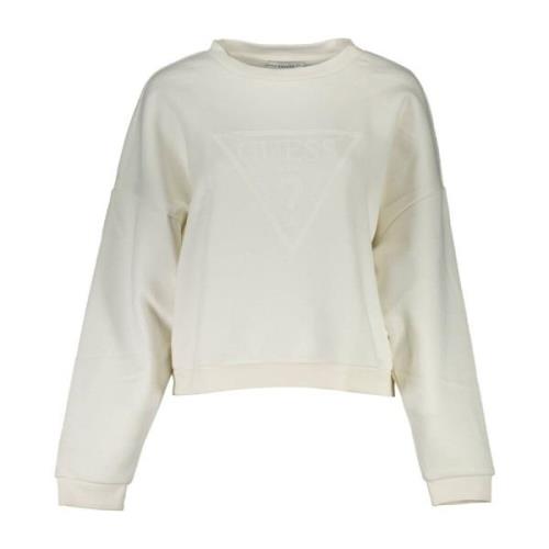 Lange Mouw Sweatshirt Wit Contrast Print Guess , White , Heren