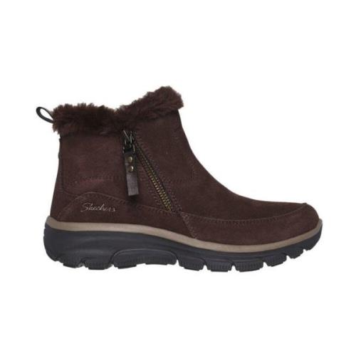 Comfortabele Suède Enkellaars Skechers , Brown , Dames