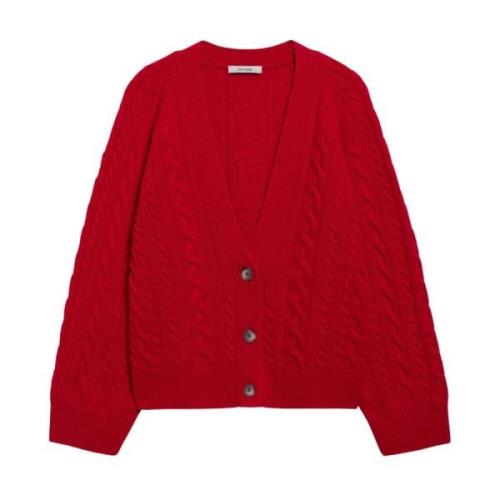 Kabelgebreide V-hals Cardigan IVY OAK , Red , Dames