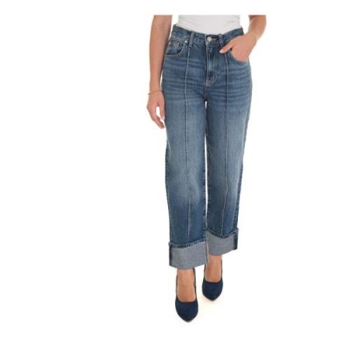 Cropped Denim Jeans Straight Leg Liu Jo , Blue , Dames