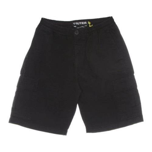 Zwarte Cargo Shorts Ripstop Stof Iuter , Black , Heren