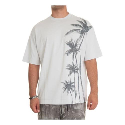 Palmboom Fantasie Ronde hals T-shirt Emporio Armani , Gray , Heren