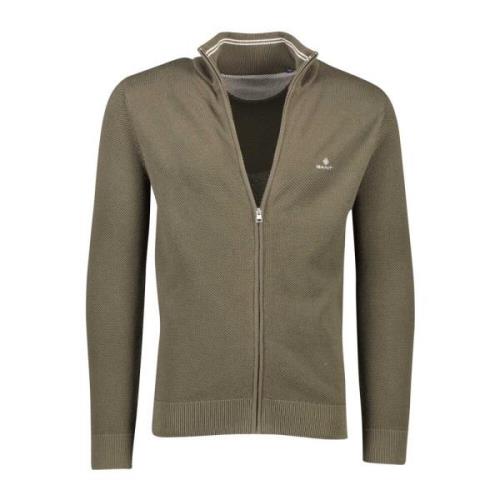 Khaki Heren Vest met Rits Gant , Beige , Heren