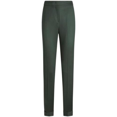 Groene Wollen Broek Slim Fit Etro , Green , Dames