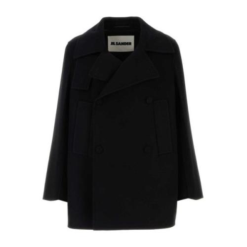 Stijlvolle Zwarte Wollen Jas Jil Sander , Black , Heren