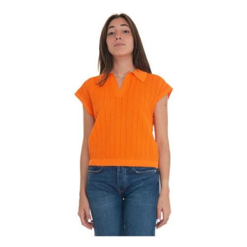 Mouwloos poloshirt met V-hals Suncoo , Orange , Dames