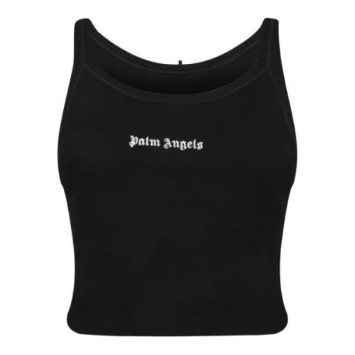 Stijlvol Zwart Katoenen Top Palm Angels , Black , Dames