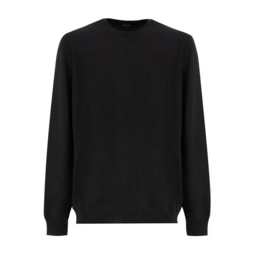 Cashmere Crew-Neck Gebreide Trui Drumohr , Black , Heren