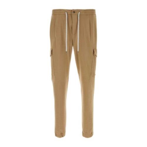 Stretch Viscose Blend Joggers PT Torino , Brown , Heren