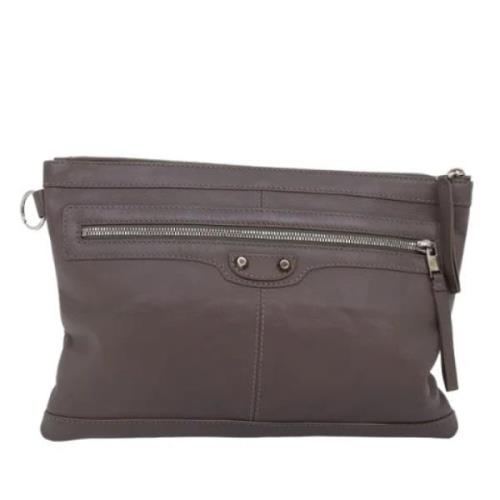 Pre-owned Leather clutches Balenciaga Vintage , Brown , Dames