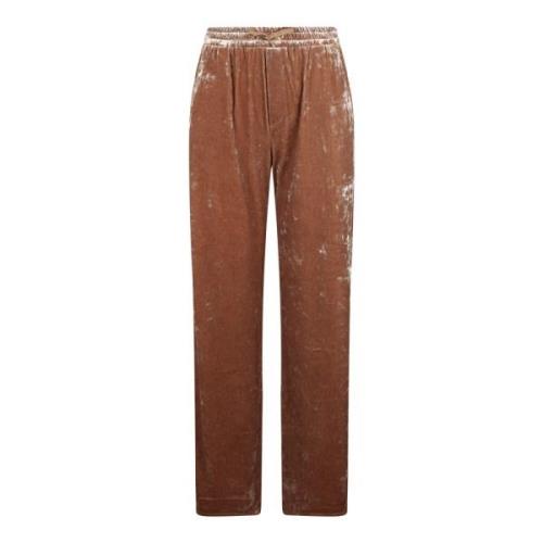 Chenille Wide Leg Trousers Herno , Brown , Dames