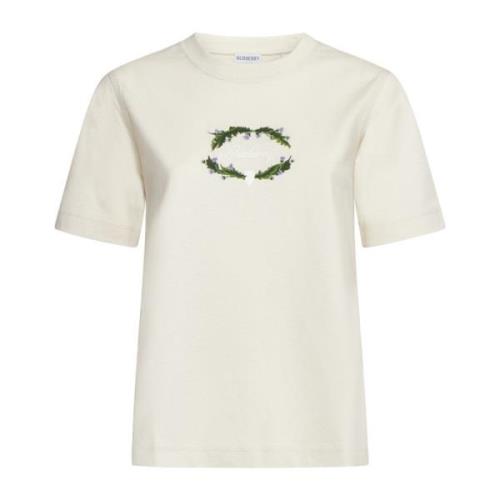 Multicolor Logo Crew Neck T-shirt Burberry , White , Dames