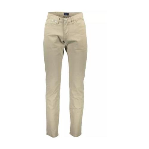 Beige Katoenen Jeans Broek Gant , Beige , Heren