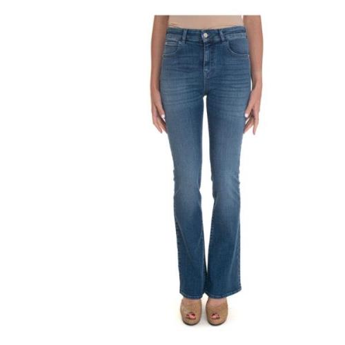 Flared Denim Jeans met Metalen Logo Emporio Armani , Blue , Dames