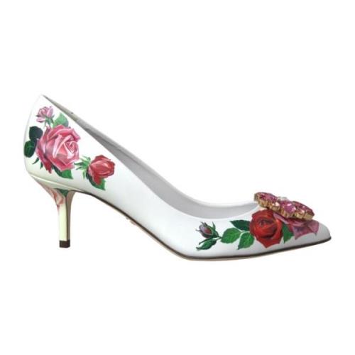 Kristal Rozen Leren Pumps Dolce & Gabbana , White , Dames