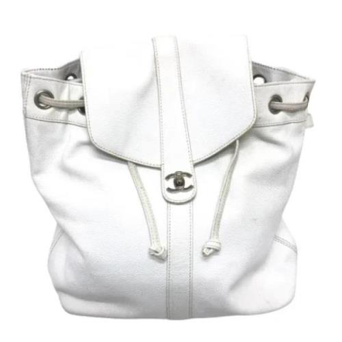 Pre-owned Leather backpacks Chanel Vintage , White , Dames