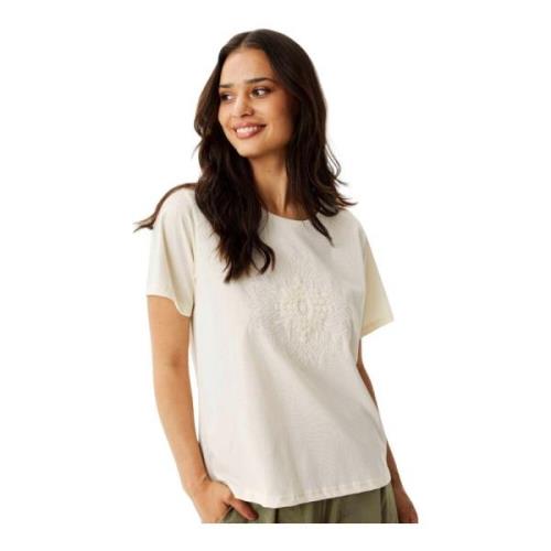 Geborduurd T-shirt Off White IN Front , White , Dames