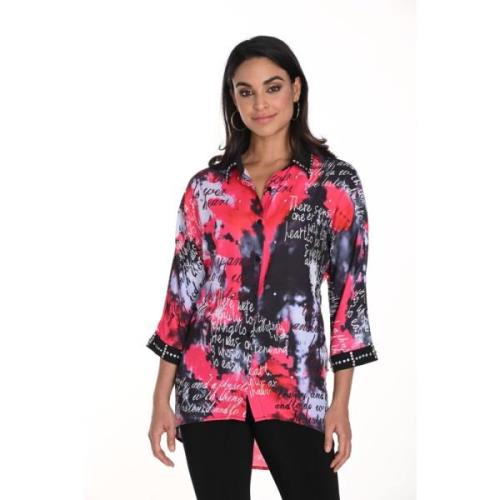 Roze Blouse met ¾ Mouwen en Overhemdkraag Frank Lyman , Multicolor , D...