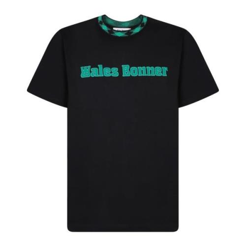 Zwart T-shirt met Teal Logo Wales Bonner , Black , Heren