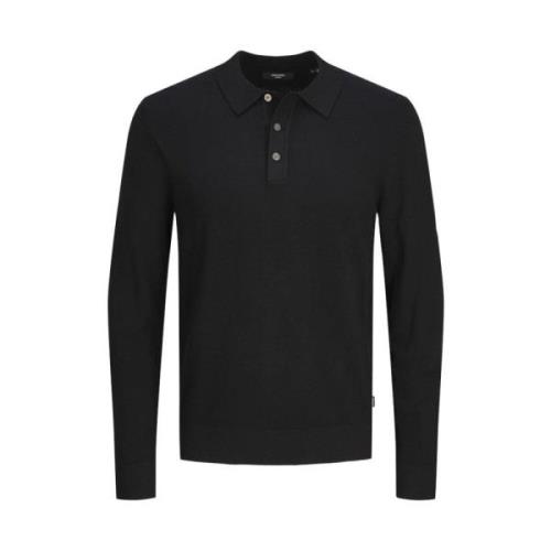 Premium Knit Polo LS Zwart Onyx Jack & Jones , Black , Heren