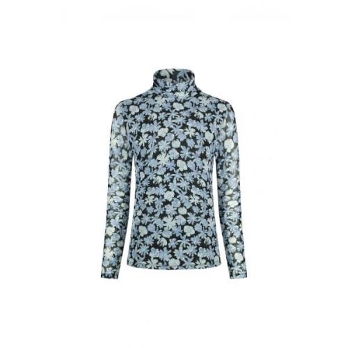 Blauwe Bloemen Coltrui Top Fabienne Chapot , Blue , Dames