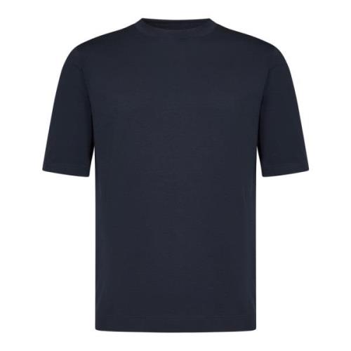 Blauwe Geribbelde Crewneck T-shirt Malo , Blue , Heren