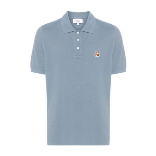 Blauwe Fox Head Polo Shirt Maison Kitsuné , Blue , Heren