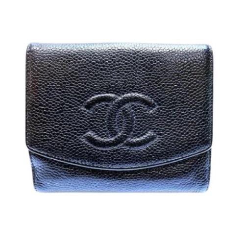 Pre-owned Leather wallets Chanel Vintage , Black , Dames