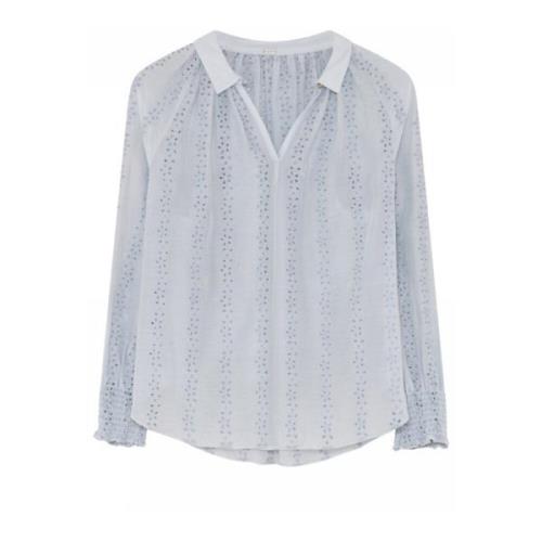 Vrouwelijke Blouse met V-Hals en Smock Manchetten Gustav , White , Dam...