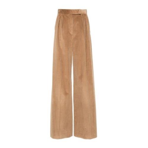 Kameel Corduroy Wijde Pijp Broek Max Mara , Brown , Dames