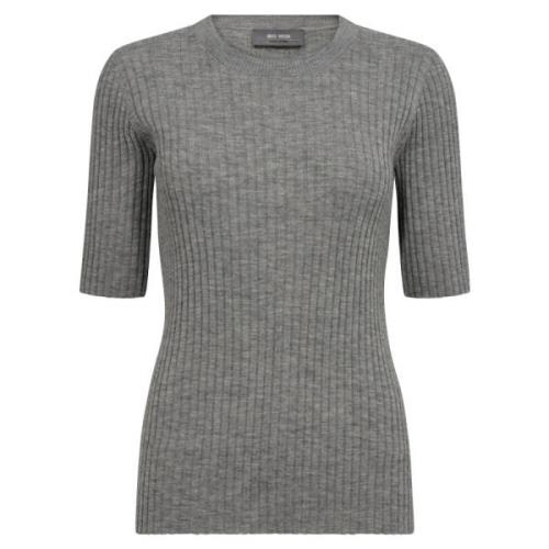 Grijze Ribgebreide Crew Neck Gebreide Top MOS Mosh , Gray , Dames