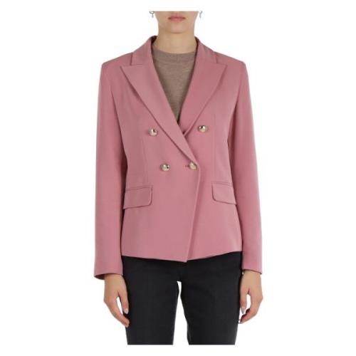 Dubbelrijige twill blazer met stretch Emme DI Marella , Pink , Dames