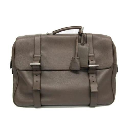 Pre-owned Leather briefcases Prada Vintage , Gray , Dames