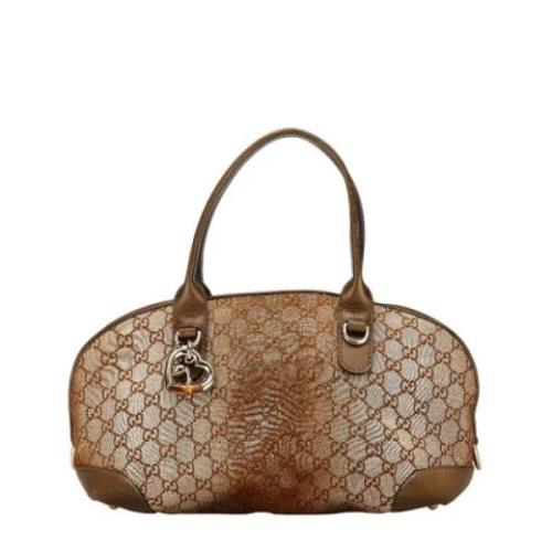 Pre-owned Leather handbags Gucci Vintage , Beige , Dames