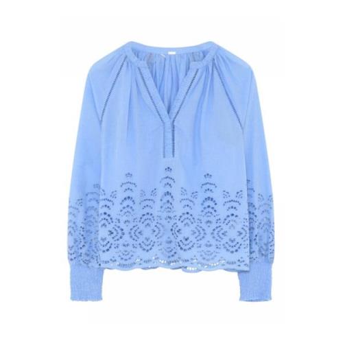 Feminine Blouse met Kantdetail Gustav , Blue , Dames