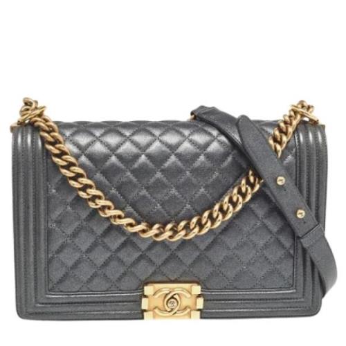 Pre-owned Leather chanel-bags Chanel Vintage , Gray , Dames