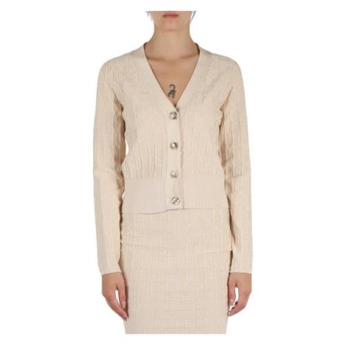 Logo Relief V-Neck Cardigan Marciano , Beige , Dames