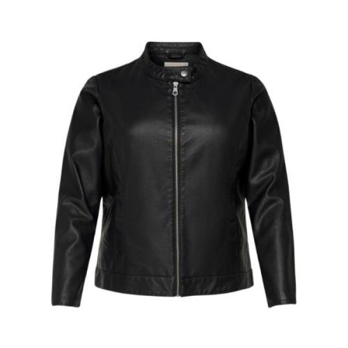 Faux Leather Jacket Only Carmakoma , Black , Dames