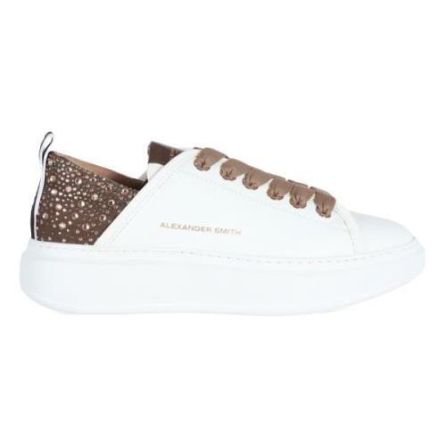 Leren Sneakers met Strass Versieringen Alexander Smith , White , Dames