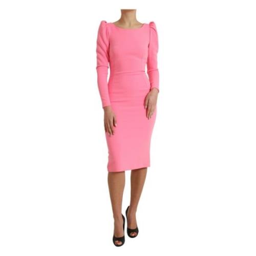 Elegante Roze Bodycon Midi Jurk Dolce & Gabbana , Pink , Dames